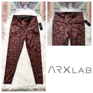 arx lab leopard leggings yoga athletic pant animal print seamless brown medium